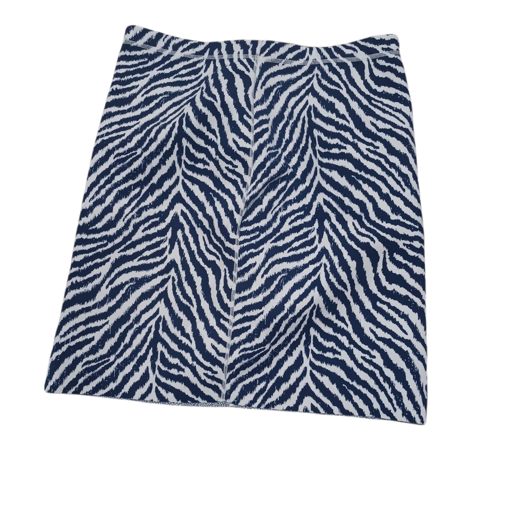 Reversible Midi Skirt Blue White sz 20 Pullon animal print Zebra 90s y2k pencil - Picture 2 of 2